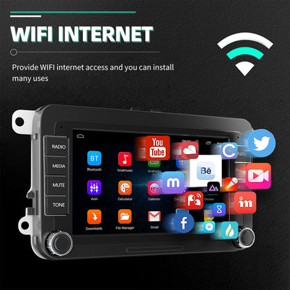 7" Car Stereo Android 14 For VW Volkswagen Jetta Passat Golf MK5 MK6 Apple Carplay GPS Navigation FM Radio WiFi SWC Head Unit BT