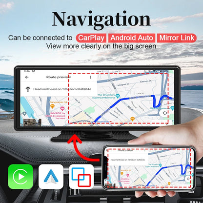 Hippcron 7/9/10.26" Car Mirror Radio Multimedia Video Portable Player Wireless CarPlay And Android Auto IPS Touch Screen Mirror