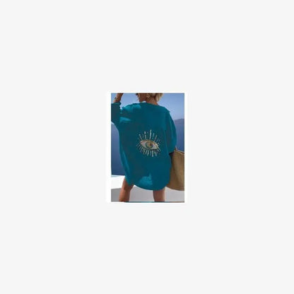 Spring Summer 2024 Women's Casual Evil Eye Shirt Long Sleeve Turn-down Collar Regular Length Other Material 100% Fashion Ladi...