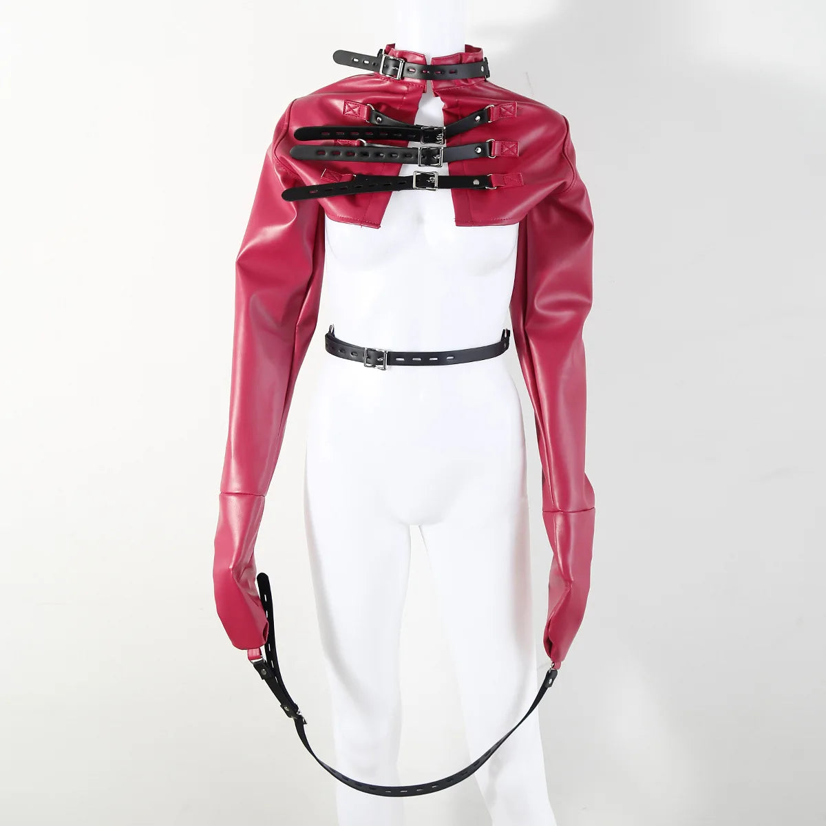 BDSM PU Leather Arm Restraint Straightjacket Bondage Slave Jacket for Women Men Adult Sex Toy Role Play Fetish Gear Tool