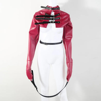 BDSM PU Leather Arm Restraint Straightjacket Bondage Slave Jacket for Women Men Adult Sex Toy Role Play Fetish Gear Tool