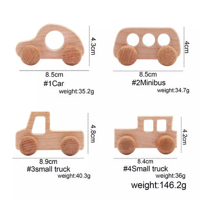 Wooden Baby Car Toys Beech Wooden Blocks Animal Dogs Cartoon Educational Montessori Toys For Children Teething Baby Teether