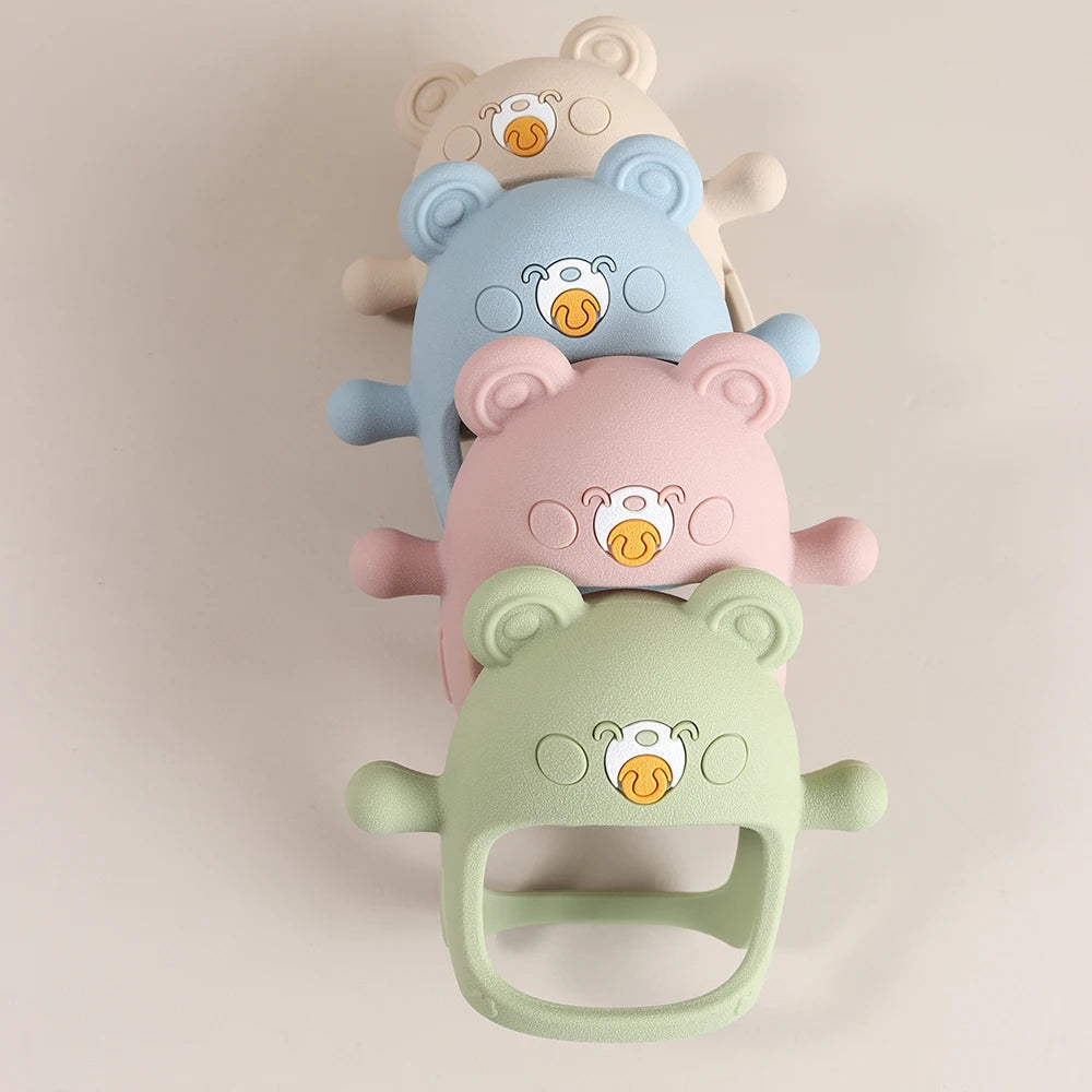 Anti-drop Wristband Baby Teether Silicone Bear Moon Star Teething Toy Non-slip Handheld Teether for Newborn Babies