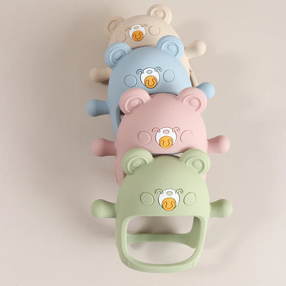 Anti-drop Wristband Baby Teether Silicone Bear Moon Star Teething Toy Non-slip Handheld Teether for Newborn Babies