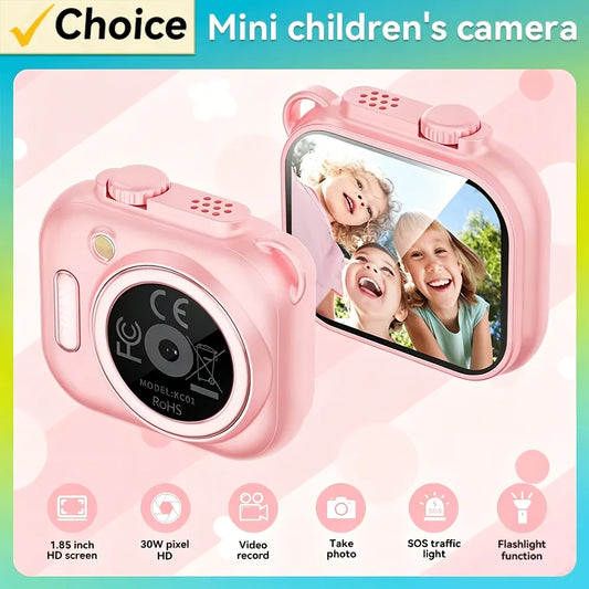 1.85" Children's Camera Take A Photo Video Recording Game Music Learn Words Listen To Stories Alarm Clock SOS Kids Cute Camera