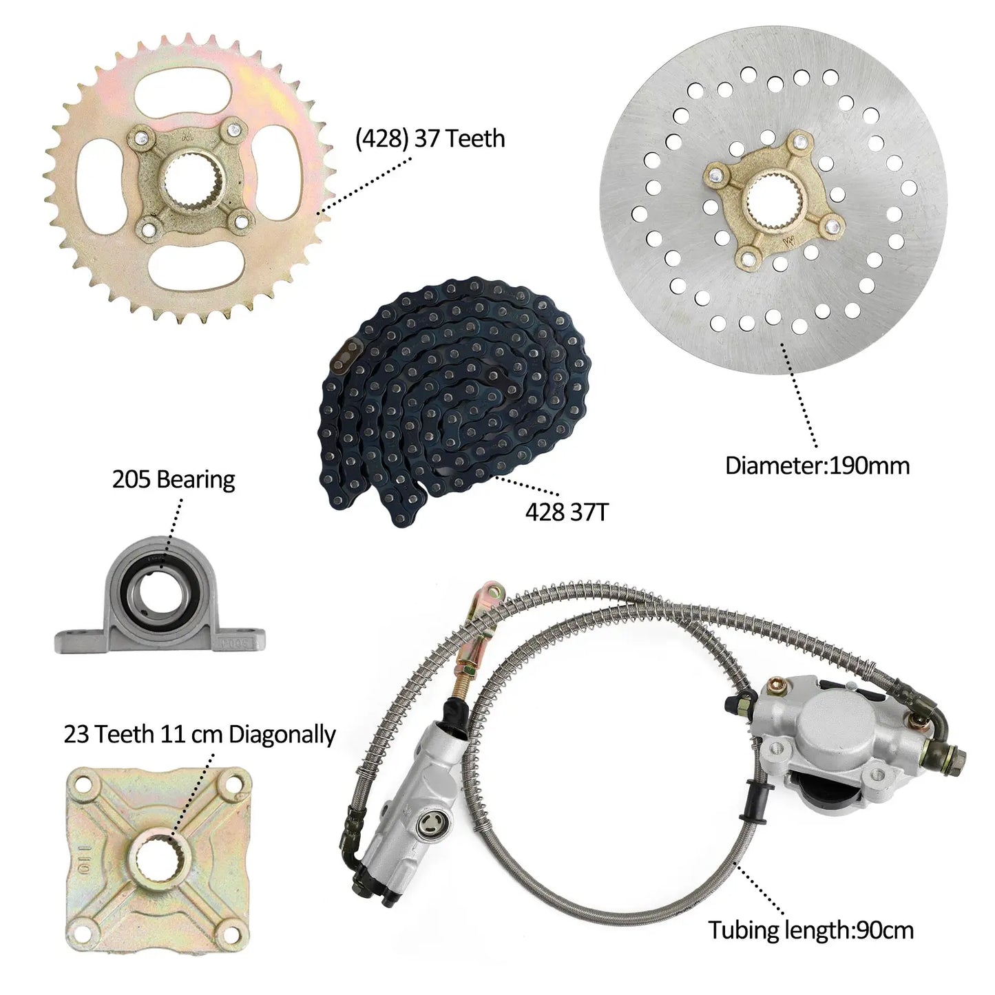 Artudatech 32" ATV Quad Go Kart Rear Live Axle Kit Sprocket Brake Wheel Hub Brake Assembly