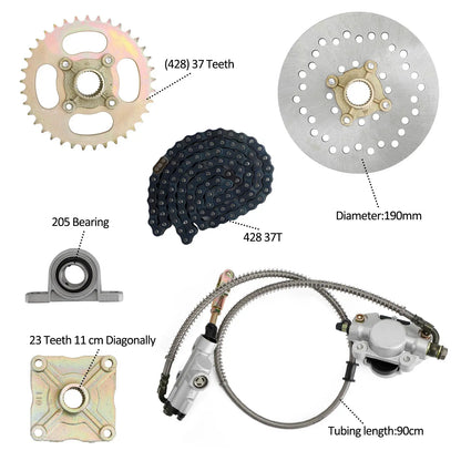 Artudatech 32" ATV Quad Go Kart Rear Live Axle Kit Sprocket Brake Wheel Hub Brake Assembly