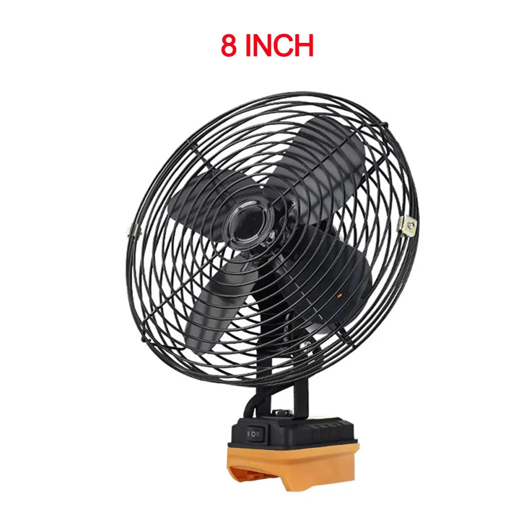 Camping Fan 8In Outdoor Fishing Wireless Desktop Portable Metal Fan Strong Wind Fan For Makita/Dewalt 18V BatteryPin