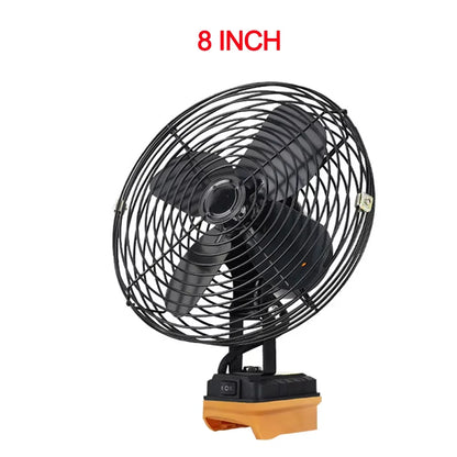 Camping Fan 8In Outdoor Fishing Wireless Desktop Portable Metal Fan Strong Wind Fan For Makita/Dewalt 18V BatteryPin