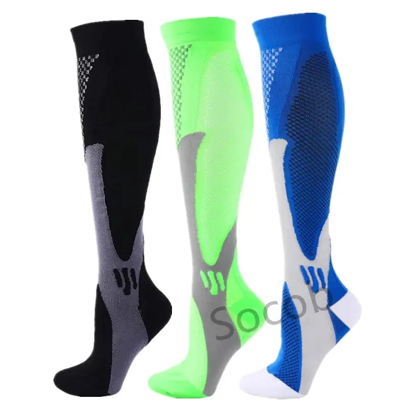 3/6/7 Pairs Compression Socks Women Medical Edema Running Socks Men Knee Length Cycling Socks  Football Basketball Outdoor trave