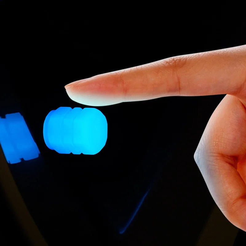 Luminous Car Tire Valve Caps Fluorescent Wheel Tire Decor Night Glowing Tyre Valve Stem Caps for Car Motorcycle Bike Accessories