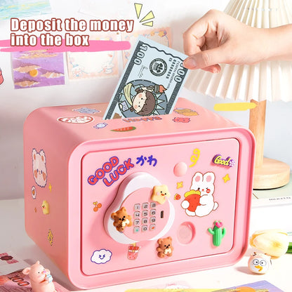 Children's Mini Fingerprint Piggy Bank Toys DIY Password Unlock Money Box Kids Savings Bank With Music Key Toy For 3 Yeas Gifts