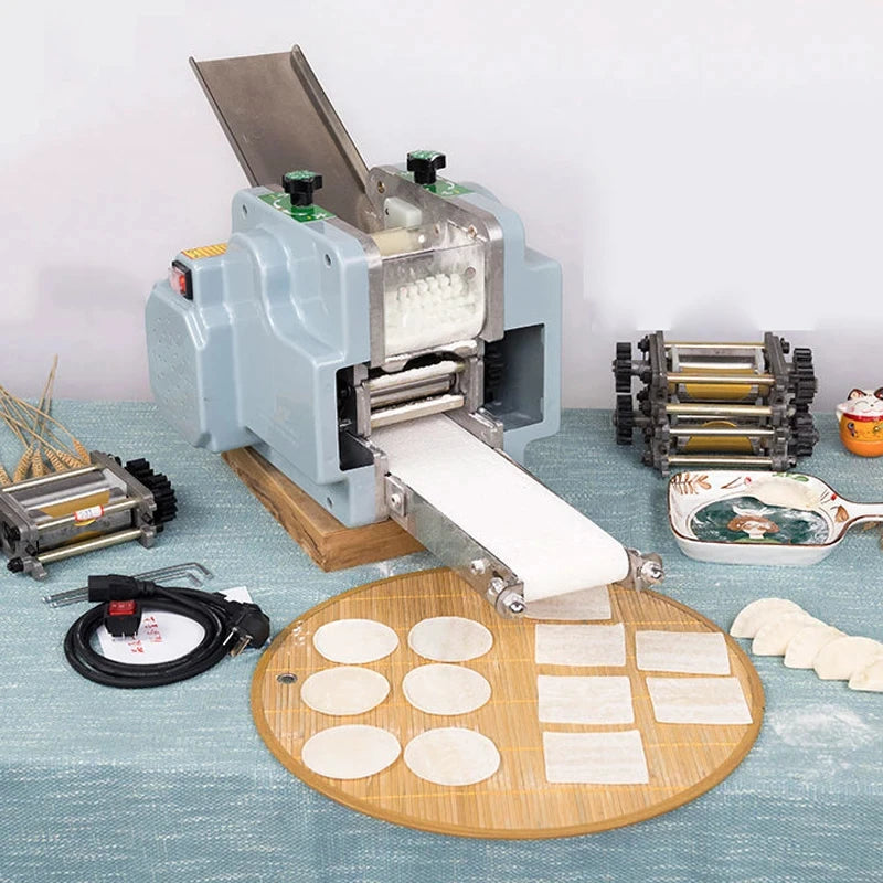 Dumpling Wrapper Maker Machine Electric Automatic Wonton Wrappers Machine Roll Dough Press Commercial Round/Square Dumpling Skin