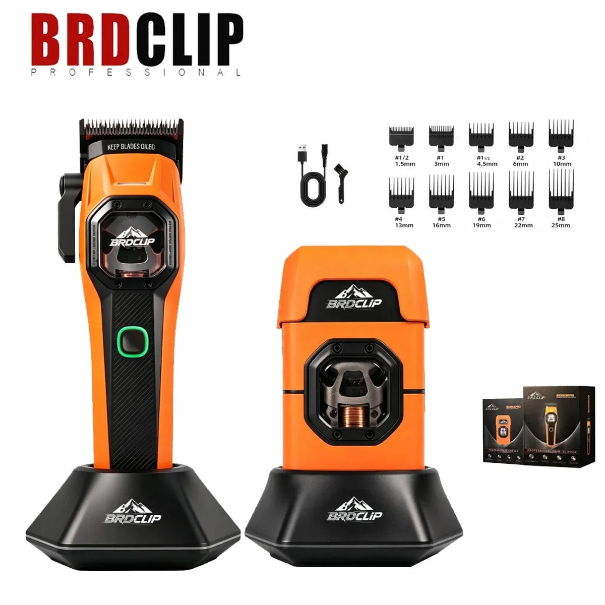 BRDCLIP Hair Trimmer Professional Shaver Vector Motor 13000 RPM Cordless Hair Clippers Metal Trimmer for Men BRD-2601 2602 2603