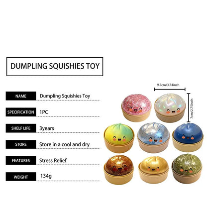 Giant Squishies Dumpling Bun Toy, Slow Rising Glitter Dumpling Stress Ball, Stress Relief Fidget Toy for Home Office Travel