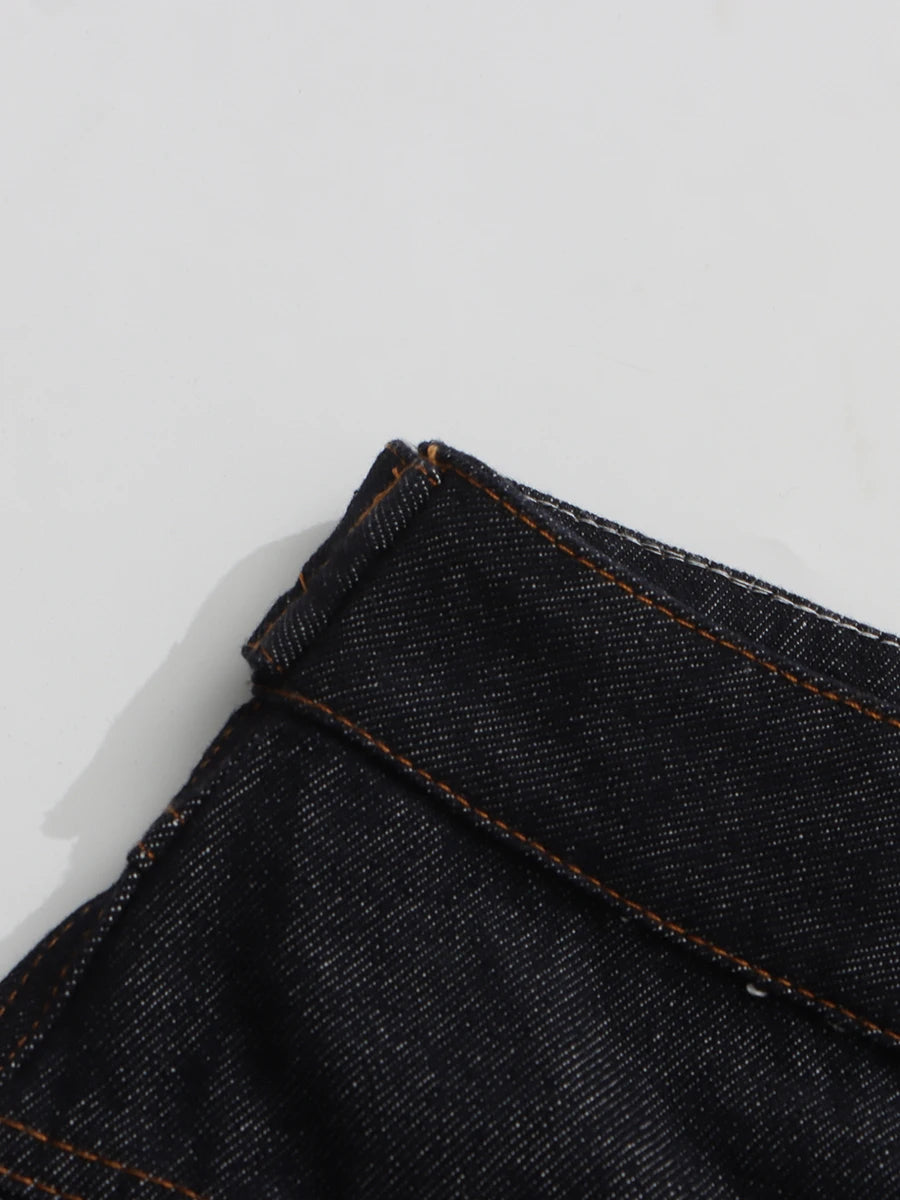 VGH Solid Spliced Button Loose Denim Two Piece Sets For Women Lapel Long Sleeve Top High Waist Pants Chic Set Female Fashion