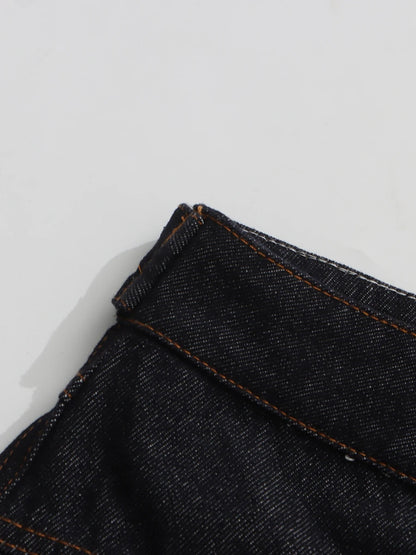 VGH Solid Spliced Button Loose Denim Two Piece Sets For Women Lapel Long Sleeve Top High Waist Pants Chic Set Female Fashion