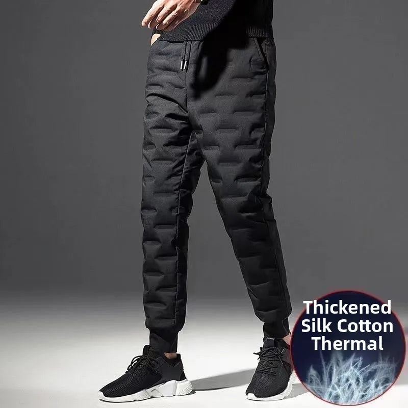 Thickened Cotton Pants for Men Outdoor Wear Warmth Preservation Trousers Youth Style Casual Scene Pure Color Long Pants