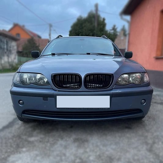 For BMW E46 2/4 Door  3 Series 2002 2003 2004 2005 318i 320i 325i 330i Grille Glossy Black Front Kidney Double Slat Grill Tuning