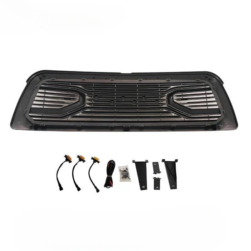Front Bumper Hood Grille for Dodge Ram 1500 2013 2014 2015 2016 2017 2018 Martin Style Mesh Grill with LED Lights Guard Cover