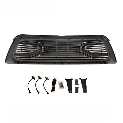 Front Bumper Hood Grille for Dodge Ram 1500 2013 2014 2015 2016 2017 2018 Martin Style Mesh Grill with LED Lights Guard Cover