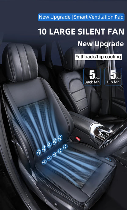 12V Summer Cooling Winter Heating Car Seat Cushion with 10 Turbo Fans Ventilation Heating Massage Function Optional Universal