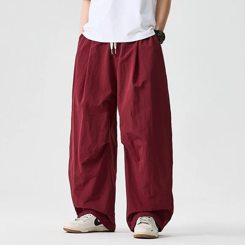 Wide Leg Pants Men and Women 2026 New Light Thin Solid Casual Harun Pants Elastic Waist Loose Oversize Fashion Trendy Streetwear