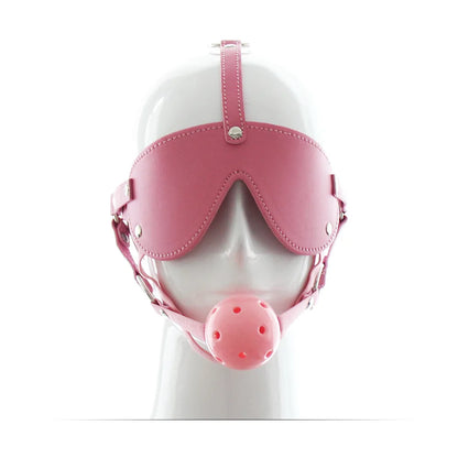 PU Leather Harness Face Mask Cool Black Headgear BDSM Bondage Restraint Muzzles Ball Mouth Gag Sex Toys for Couples Adult Games