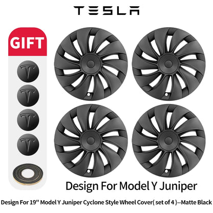 4PCS 19inch Asymmetrical Wheel Cap for Model Y Juniper 2025-2026 Cyclone Car Cap Automobile Wheel Cap Design for Tesla Hubcaps