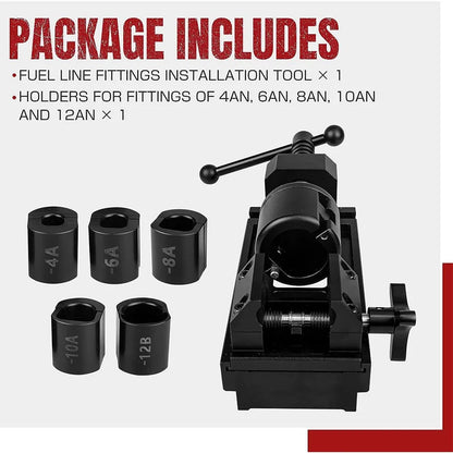 Fuel Line Fittings Installation Tool Kit, Aluminum Alloy Rotary Fuel Hose Connection Bracket For 4AN 6AN 8AN 10AN 12AN Connector