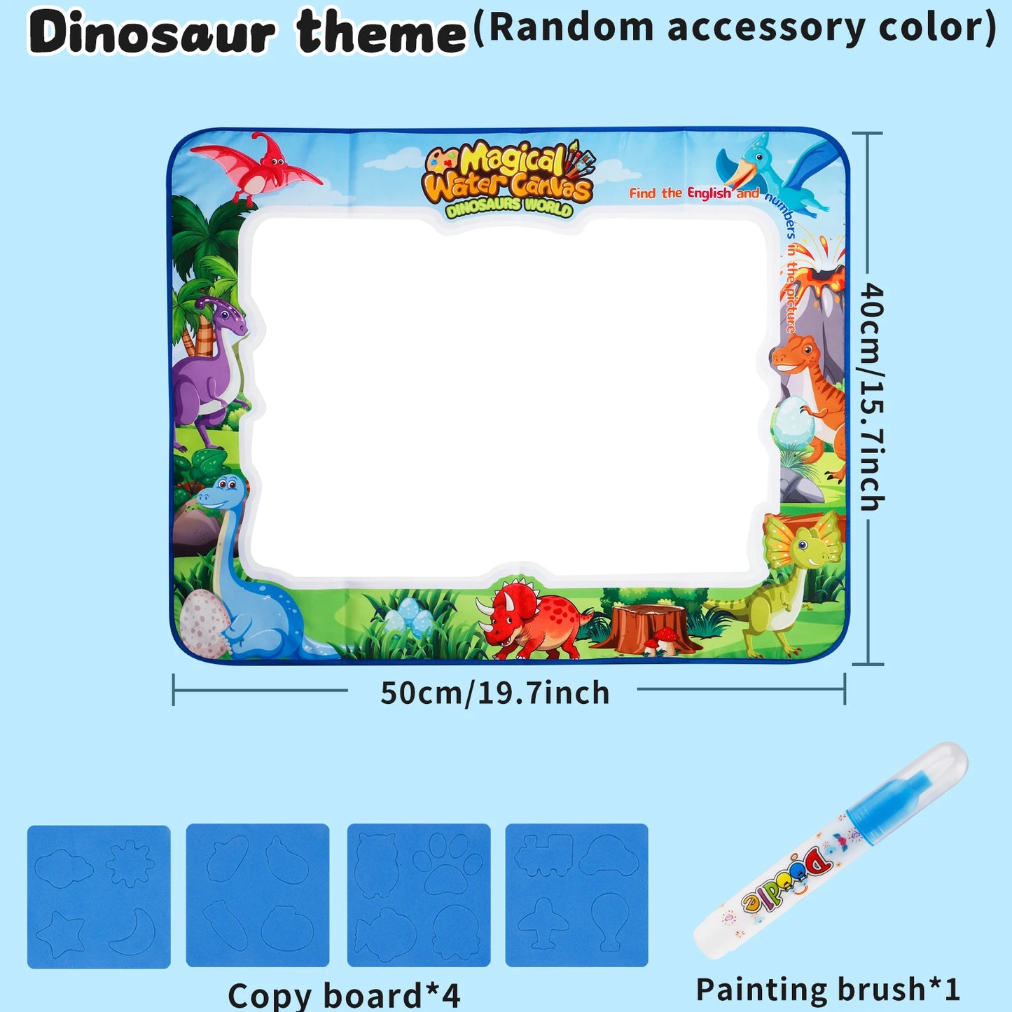 MQUDUO Boys Girls Water Painting Mat, Large Reusable Doodle Pad with Animal Alphabet Theme for Fine Motor Skill Toy