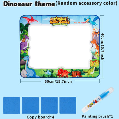 MQUDUO Boys Girls Water Painting Mat, Large Reusable Doodle Pad with Animal Alphabet Theme for Fine Motor Skill Toy