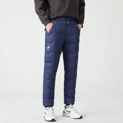 Goose Ancestor Men's down Pants High Waist Thickened Snowboarding Pants White Goose down Outerwear Casual Long Pants
