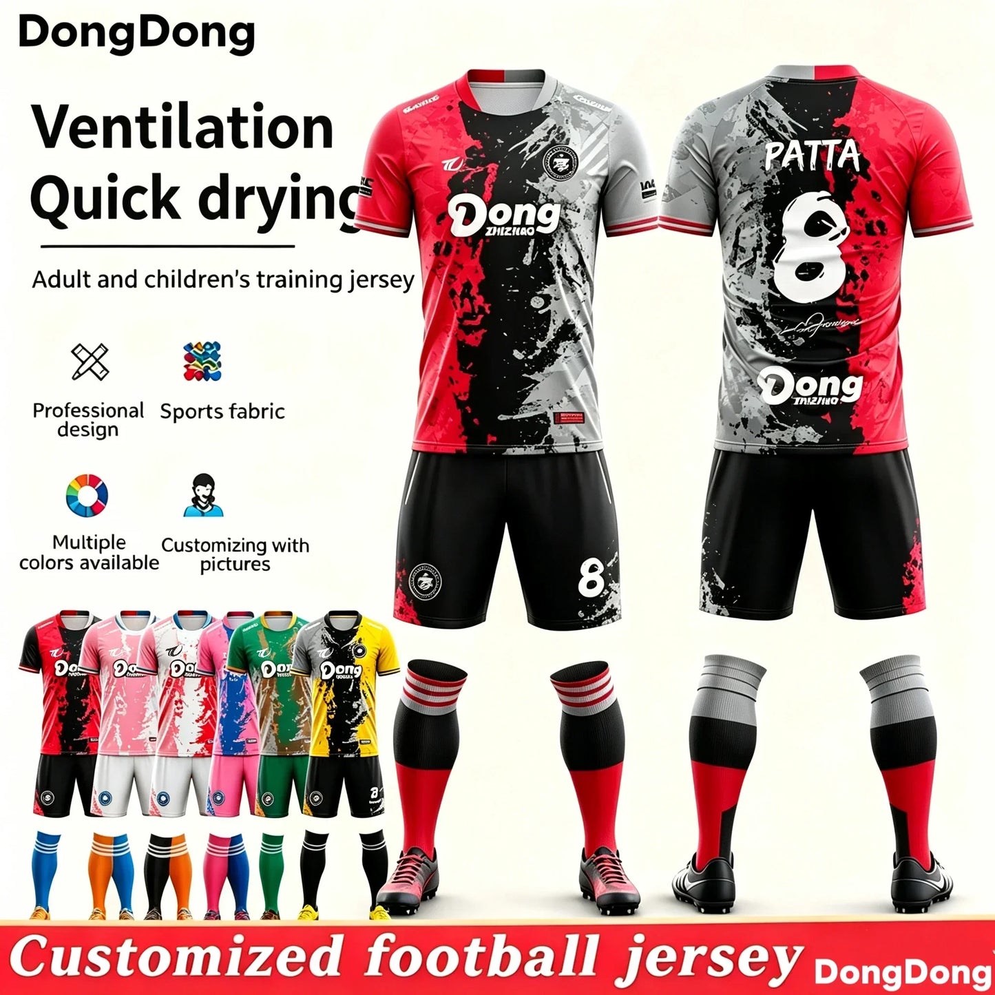 Sublimation Customize Own Design Printing Club Team Training Football Jersey Kits Quick Dry Breathable Soccer Uniforms Wear Set