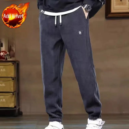 2026 New Men’s Thickened Winter Pants Soft Fleece Lining Comfy Corduroy Joggers Daily Casual Wear