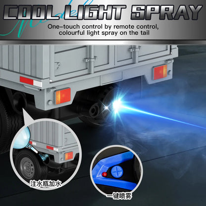 1:16/1:18 RC CAR Simulation With Spray Lights Drift Climbing Truck LED Light Haul Cargo Remote Control Electric Toys For Child