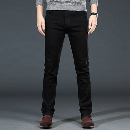 Men Plus Size Jeans 38 40 Slim Skinny Stretch Straight Classic Version of Simple Black Denim Pants Male Brand Clothing