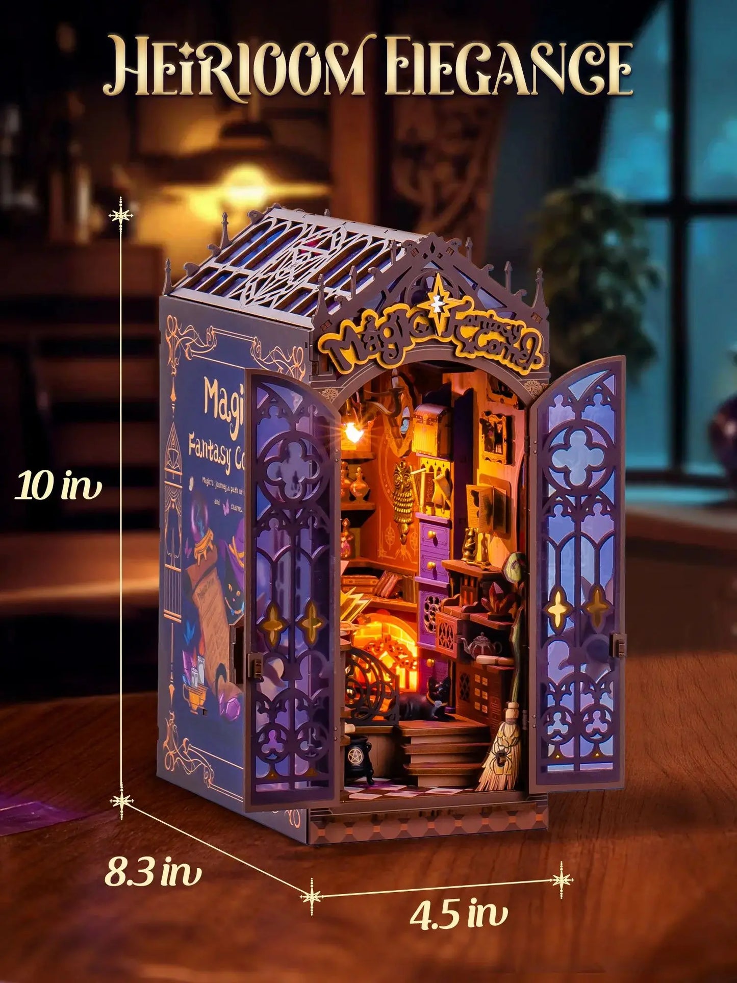 Rolife Magic Fantasy Corner DIY Book Nook Kit Tiny House Building Kit with LED for Home Bookshelf Decor Wooden 3D Puzzle Toys