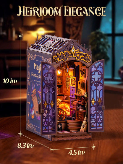 Rolife Magic Fantasy Corner DIY Book Nook Kit Tiny House Building Kit with LED for Home Bookshelf Decor Wooden 3D Puzzle Toys