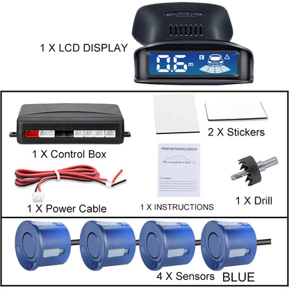 Front Rear Parking Sensor Kit 8 Probe Auto Blind Spot Radar LCD Monitor 12V Parktronic Reverse Backup Assist System