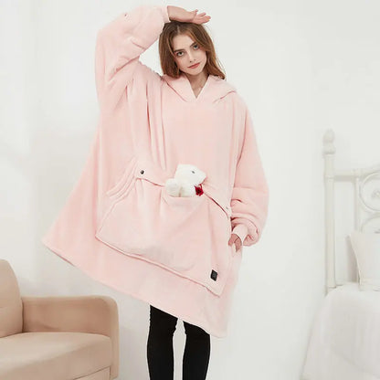 Heated Winter Home Clothes Large Size Blanket Wearable Thiened  Hing Hooded Lazy Blanket USB Heating Couples Robe