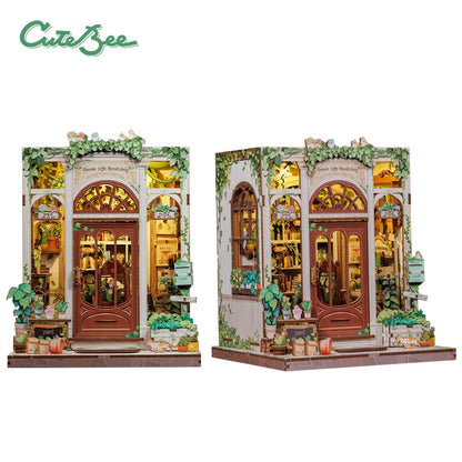 CUTEBEE Book Nook Kit 3D Wooden Puzzle DIY Bookend Insert Model Building Kit Laser Cut Precision Pieces for Home Decor Office
