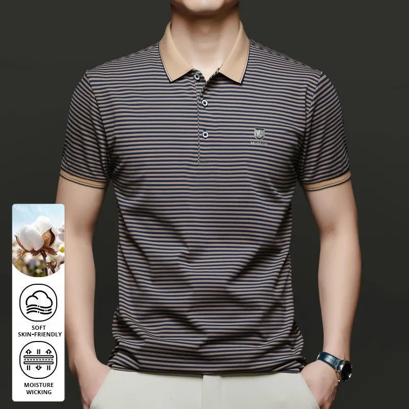 Top Grade Summer Brand Designer Polo Shirts For Men Summer Stripped Slim Fit Short Sleeve Casual Tops Fashions Men Clothes 2025