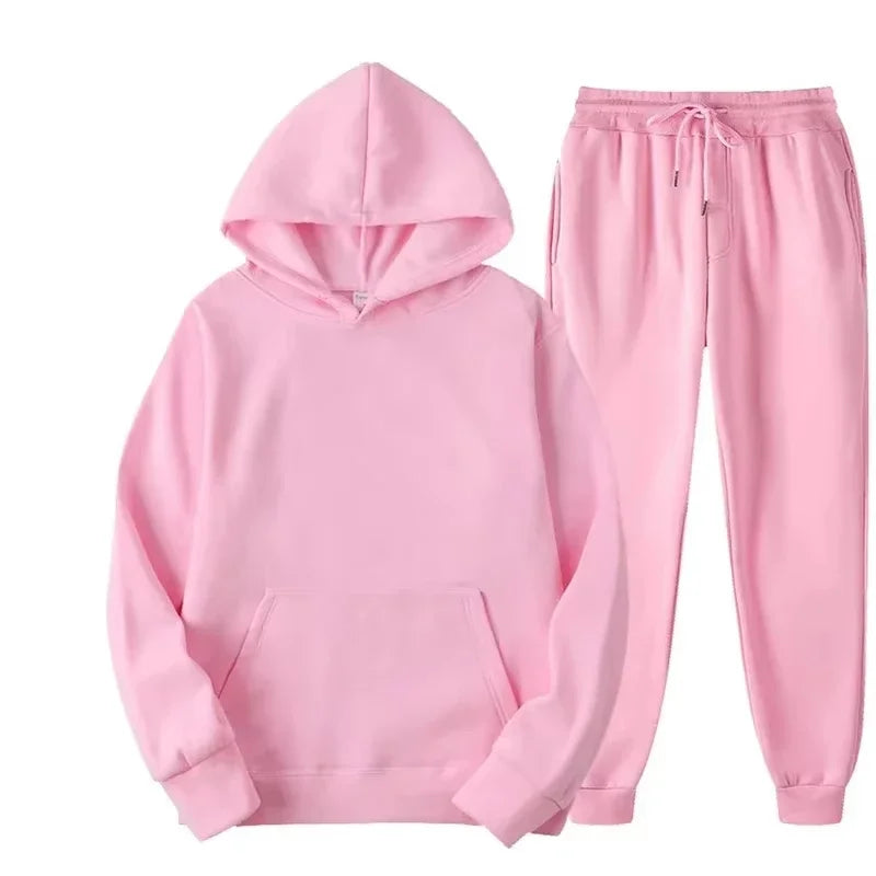2026 Winter Eco-Friendly Soft Tracksuit Men's Set Long Sleeve Pullover Jogging Pants 2pcs Fitness Running Suits Sportswear Male