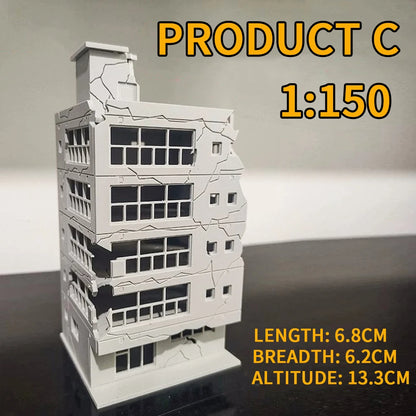 1:150 1:100 N Scale Battle Damaged Building Assembly Model Toys Military Scene Layout Materials Diorama Kits 1Pcs