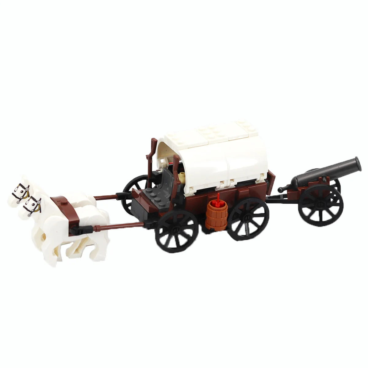 MOC Medieval Military Carriage Carriage Chariot Knight Transport Carriage Weapons Figures Vegetable Wood Bricks Children's Toys