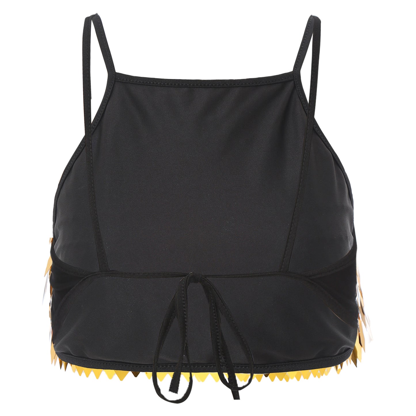 Shiny Sequin Tassel Bra Top Sexy Mini Lace-up Tank Top Camisole for Women Dancing Nightclub Crop Top Vests Bralettle Clubwear