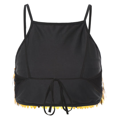 Shiny Sequin Tassel Bra Top Sexy Mini Lace-up Tank Top Camisole for Women Dancing Nightclub Crop Top Vests Bralettle Clubwear