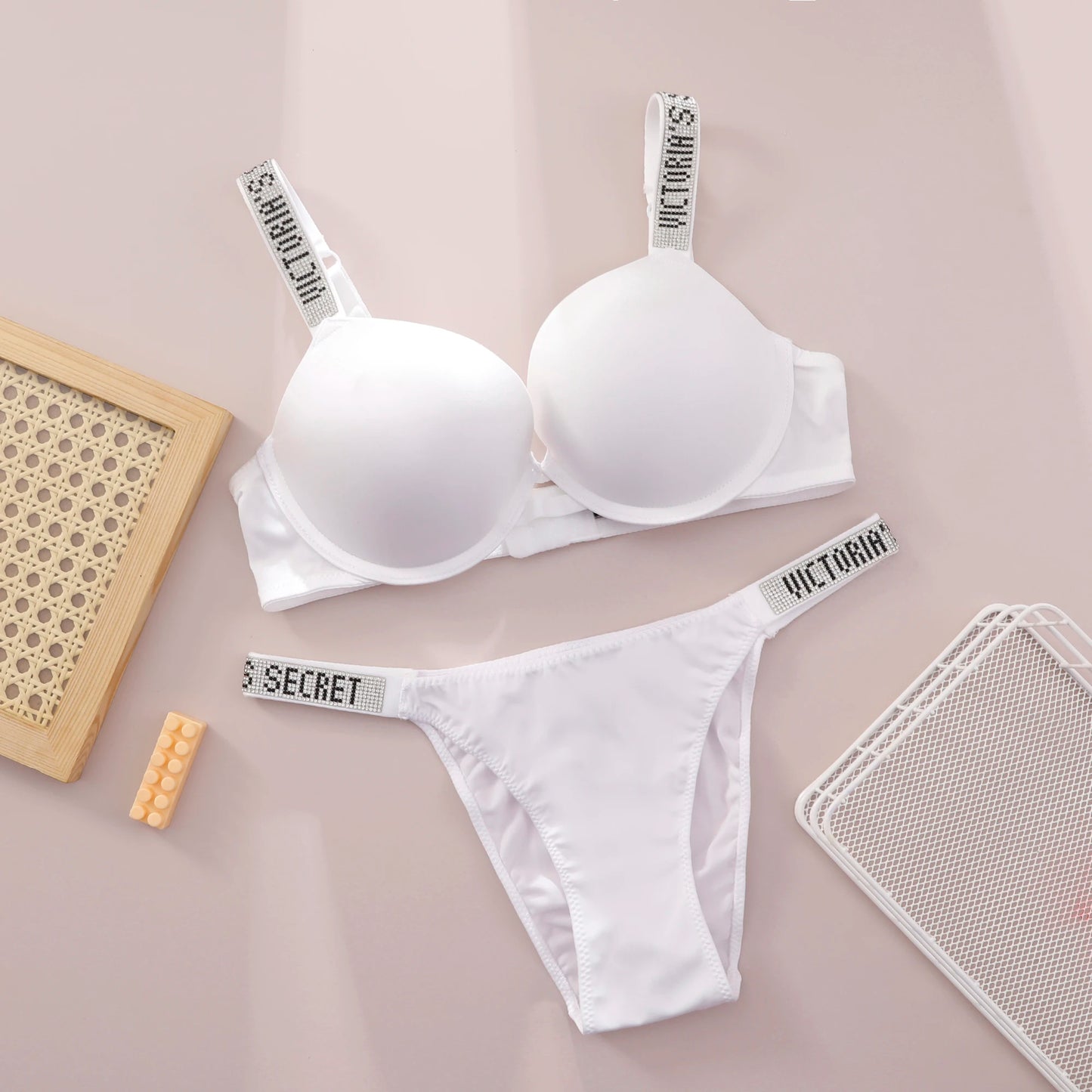 V Lingerie Set Underwear Set Bra Panty Set Women Lace Push Up Bralette Seamless Comfortable Breathable Lingerie Home Wear Set