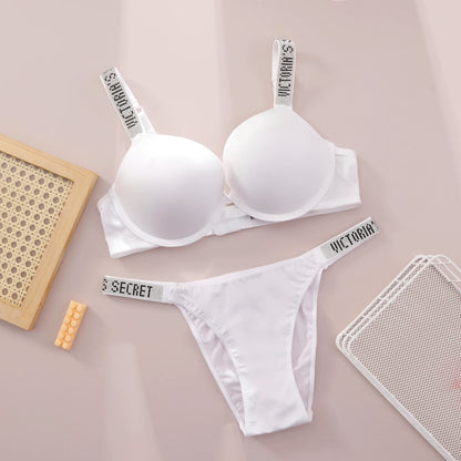 V Lingerie Set Underwear Set Bra Panty Set Women Lace Push Up Bralette Seamless Comfortable Breathable Lingerie Home Wear Set
